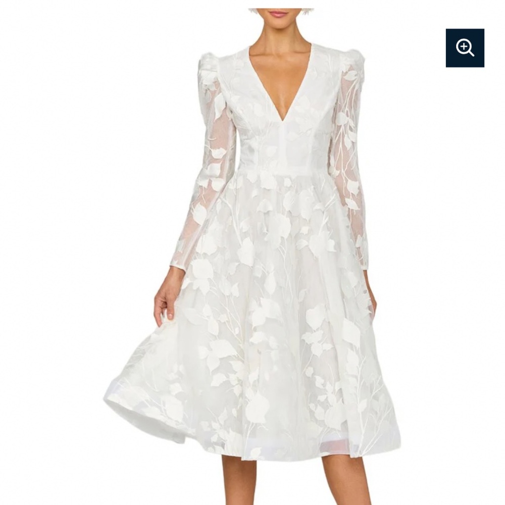 Elegant White Floral Midi Dress